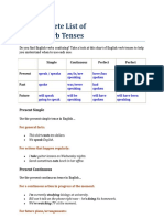 List of English Verb Tenses