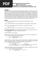 CP302 Separation Process Principles Mass Transfer / Set 2 (Worked) Examples in Interface Mass Transfer, Mass Transfer Coefficients, Overall Coefficients and Transfer Units