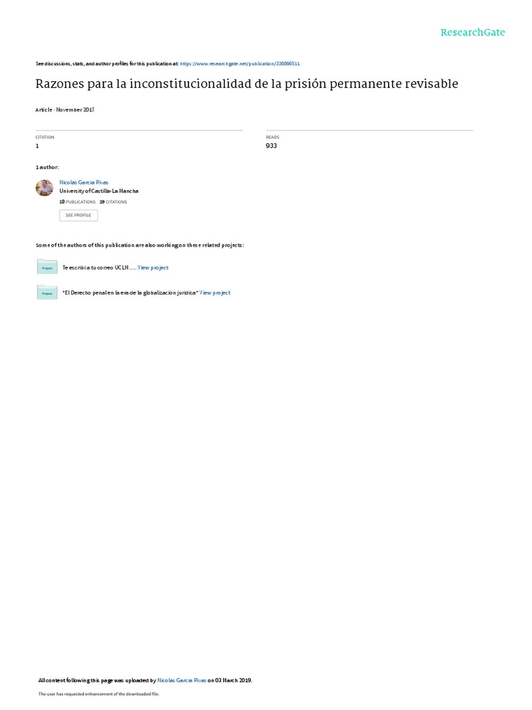 Razones para La Inconstitucionalidad de La Prisión Permanente Revisable