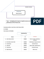 Topic: Investigating The Impacts of Capital Structure and Financial Performance of First Finance LTD