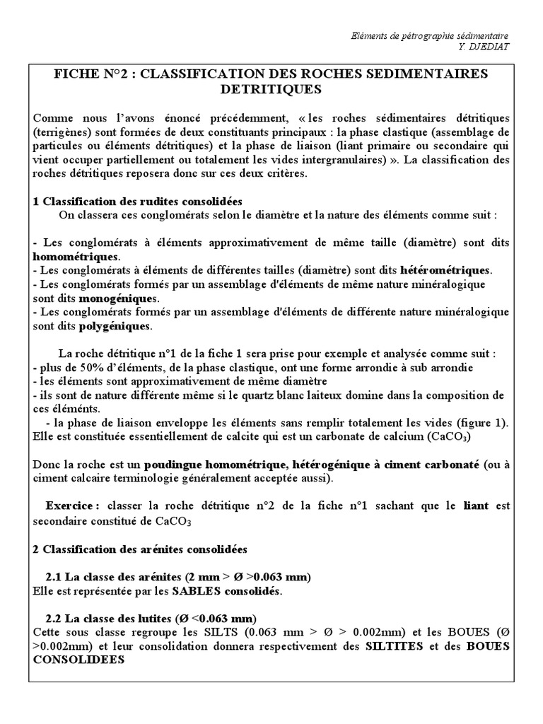 Classification des roches sédimentaires | PDF | Roche sédimentaire | La ...