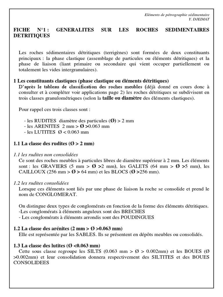 Classification des roches détritiques | PDF | Roche sédimentaire | Géologie