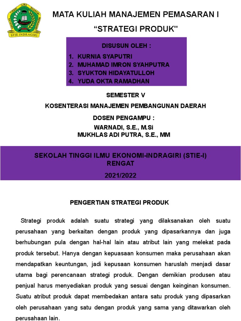 PPT Strategi Produk | PDF