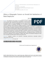 Effects of Biographic Factors On Overall Job Satisfaction of Bank Employees