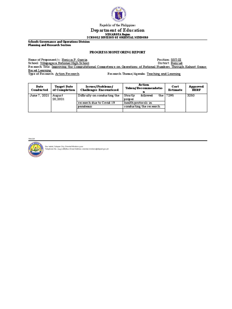 Department of Education: Republic of The Philippines | PDF