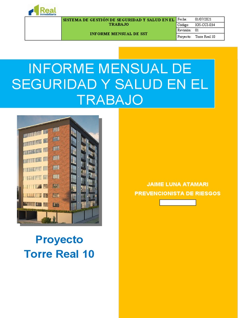 Informe Mensual de Seguridad SST - Torre Real | PDF | Ciencias de la Salud