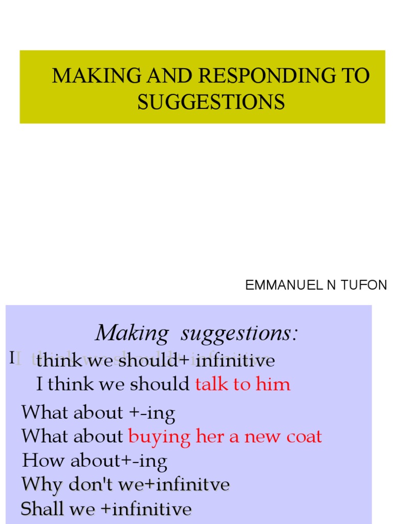 Making and responding to suggestions emmanuel n tufon pdf