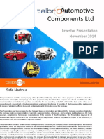Automotive Components LTD: Investor Presentation November 2014
