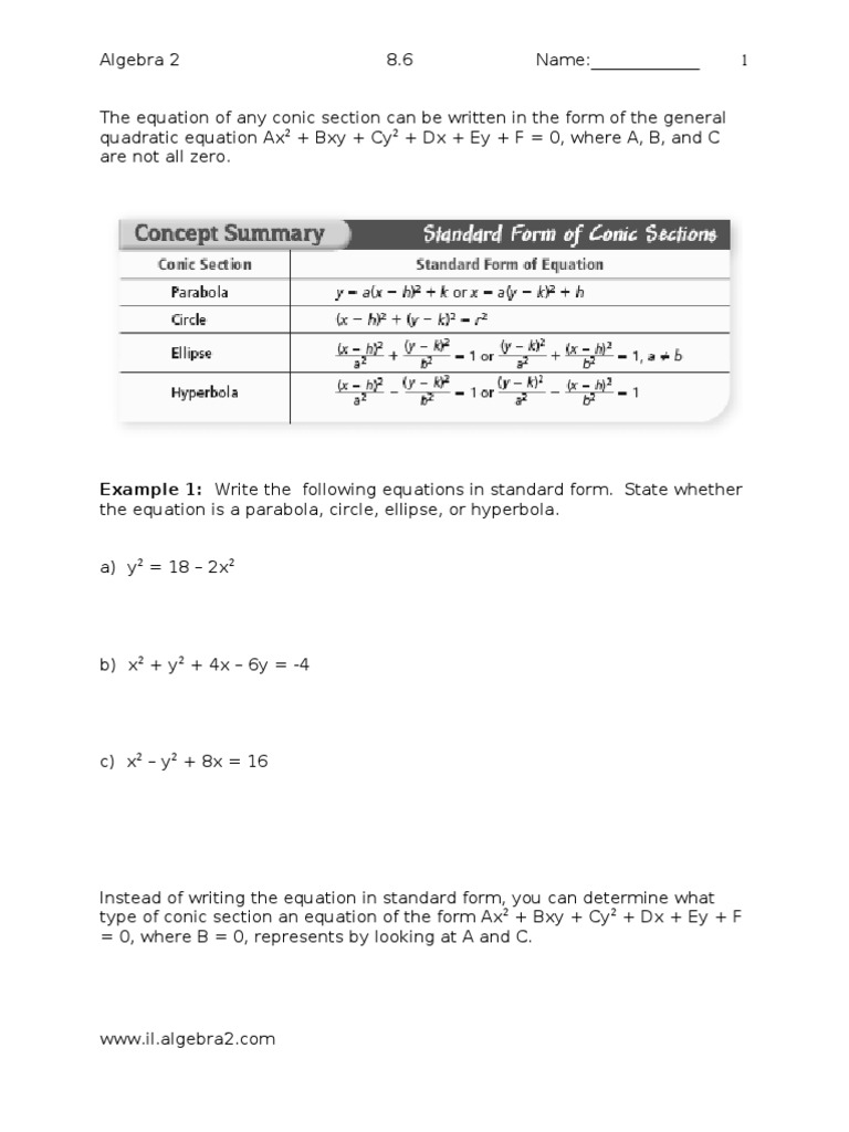 Understanding Conic Sections in Algebra | PDF | Science & Mathematics ...