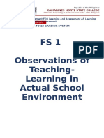 FS1 Observations of Teaching-Learning in Actual School Environment