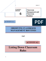 Listing Down Classroom Rules: Observing Classroom Management Routines