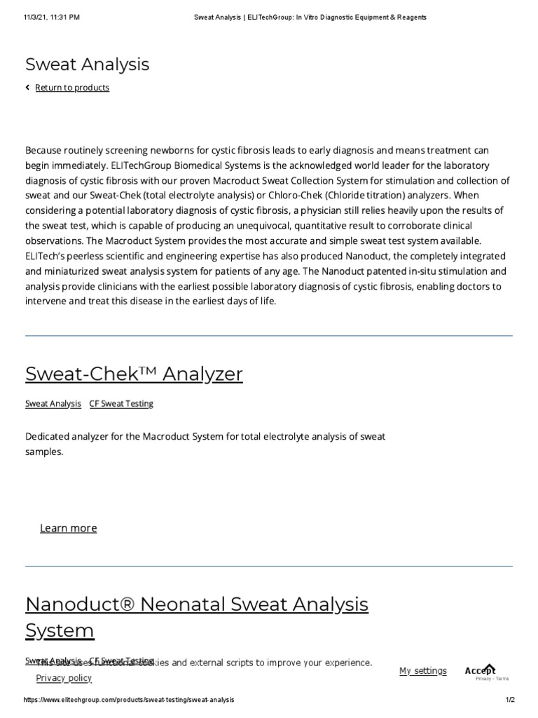 Sweat Analysis - ELITechGroup - in Vitro Diagnostic Equipment ...