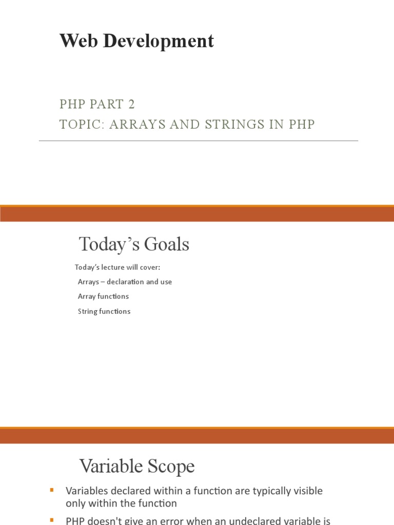  Development PHP Part 2 Topic Arrays and Strings in PHP PDF