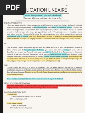 Explication Lineaire Pdf Arthur Rimbaud Poesie