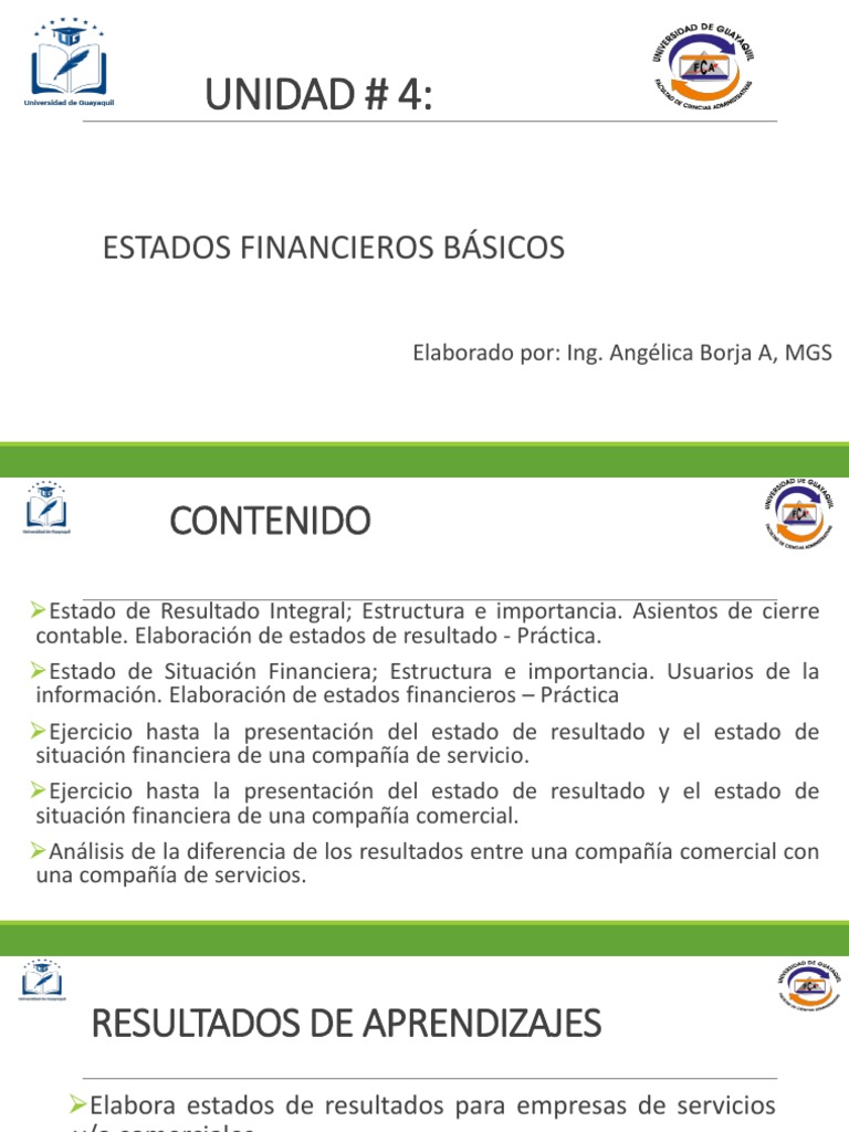 Unidad # 4 Estados Financieros Basicos | PDF | Estado financiero ...