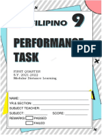 Filipino 9 Performance Task