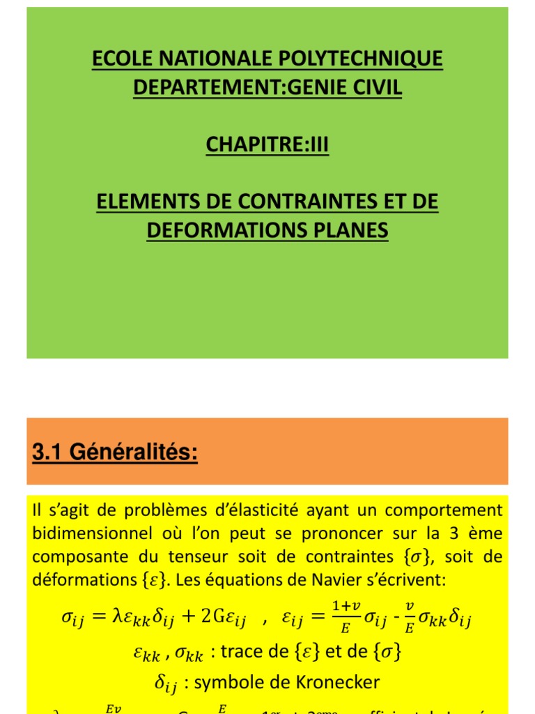 Contraintes et déformations planes | PDF | Barrage | Mécanique newtonienne