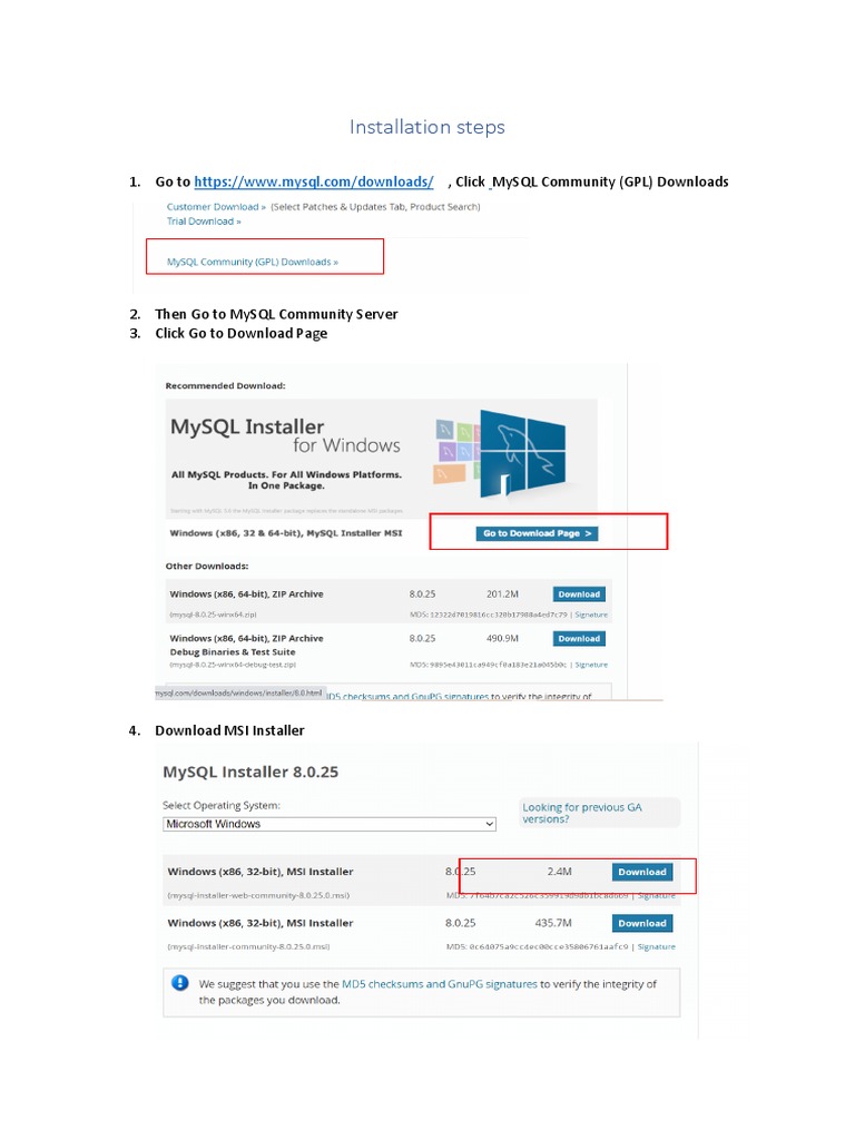 MySQL Installation Guide for Windows 10 | PDF | Computers