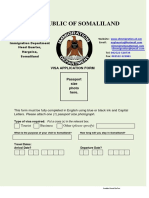 Republic of Somaliland: Visa Application Form