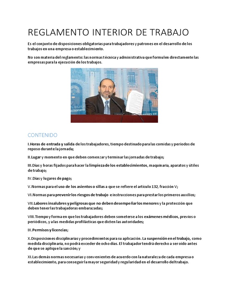 Reglamento Interior de Trabajo Esencial | PDF | Regulación | Política