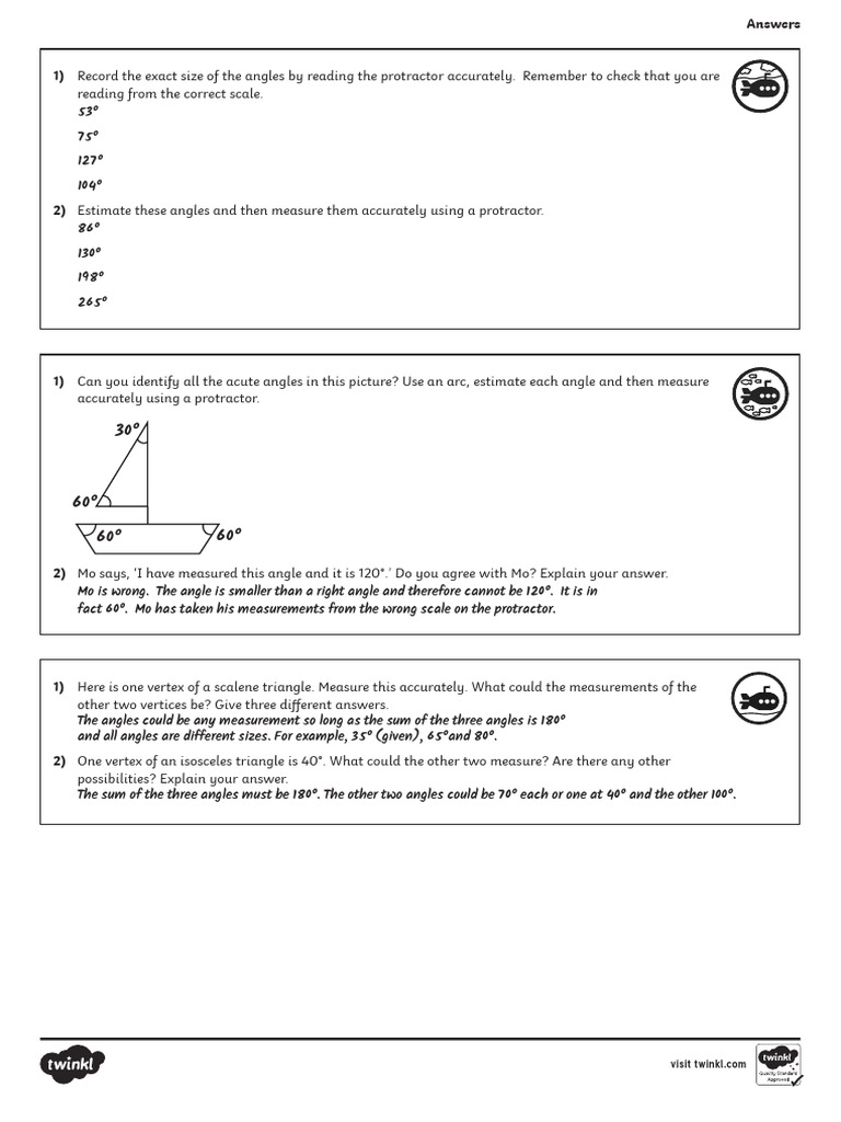 1 Measuring With A Protractor A | PDF