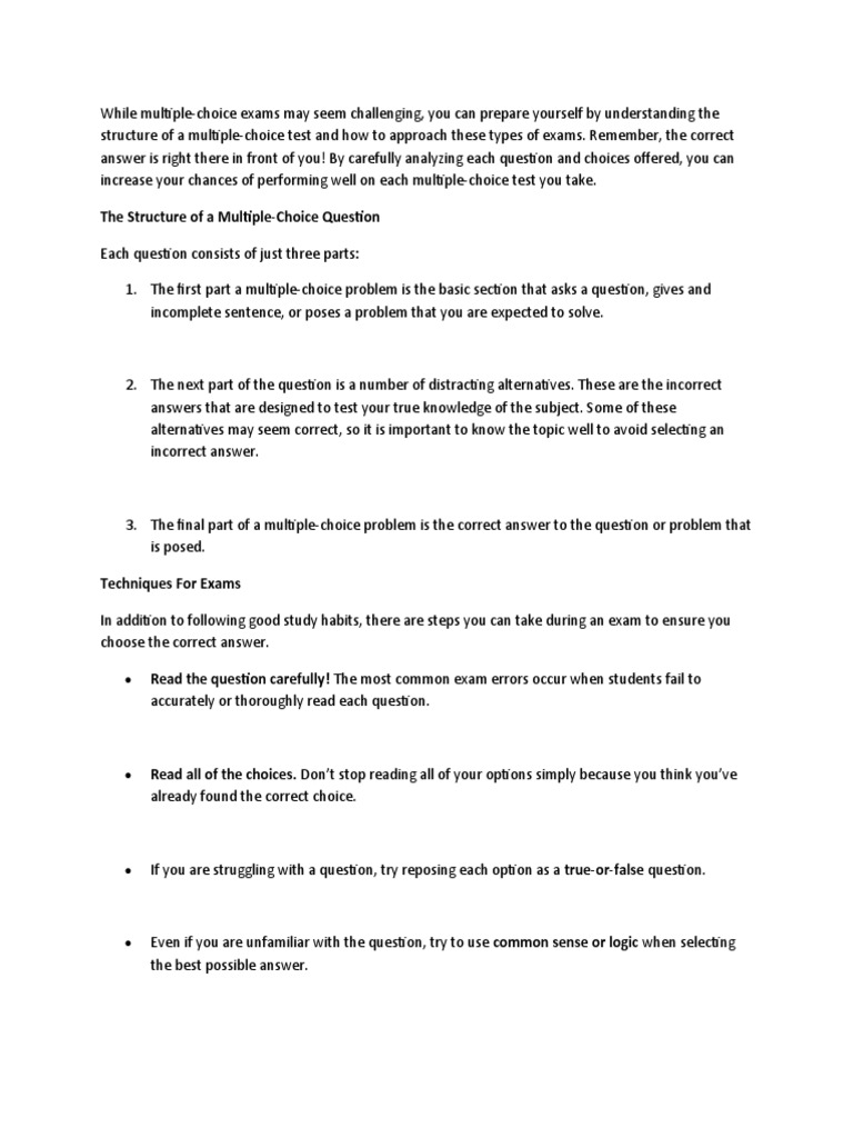 Mastering Multiple-Choice Exams Tips | PDF | Multiple Choice | Cognition