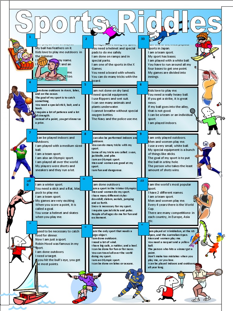 Engaging Sports Riddles for Kids | PDF | Sports | Leisure