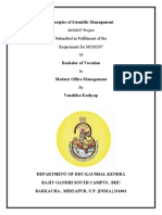 Principles of Scientific Management: Submitted in Fulfilment of The Requriment For MOM307