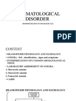 Heamatological Disorder: Disorder Related To Red Blood Cell