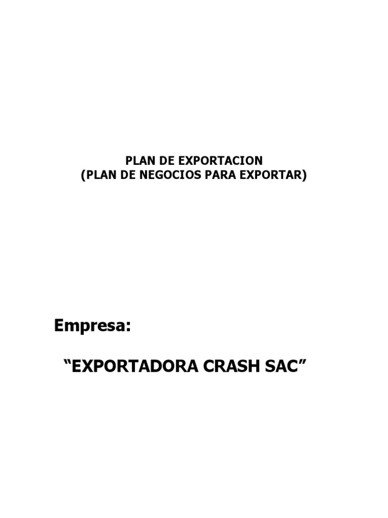 Plantilla Plan de Exportación | PDF | Exportaciones | Calidad (comercial)