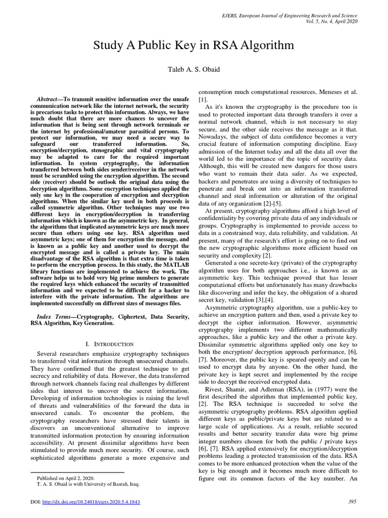 RSA Encryption for Data Security | PDF | Key (Cryptography) | Public ...