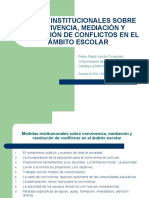 Medidas Institucionales Sobre Convivencia, Mediación Y Resolución de Conflictos en El Ámbito Escolar