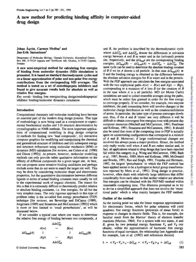 1994 Protein Engineering 7 385391 PDF Solvation Drug Design