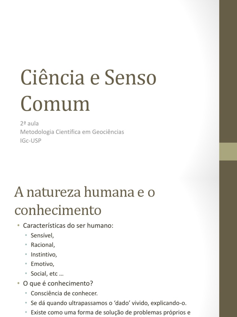 Ciência e Senso Comum: Uma Análise | PDF | Science | Conhecimento