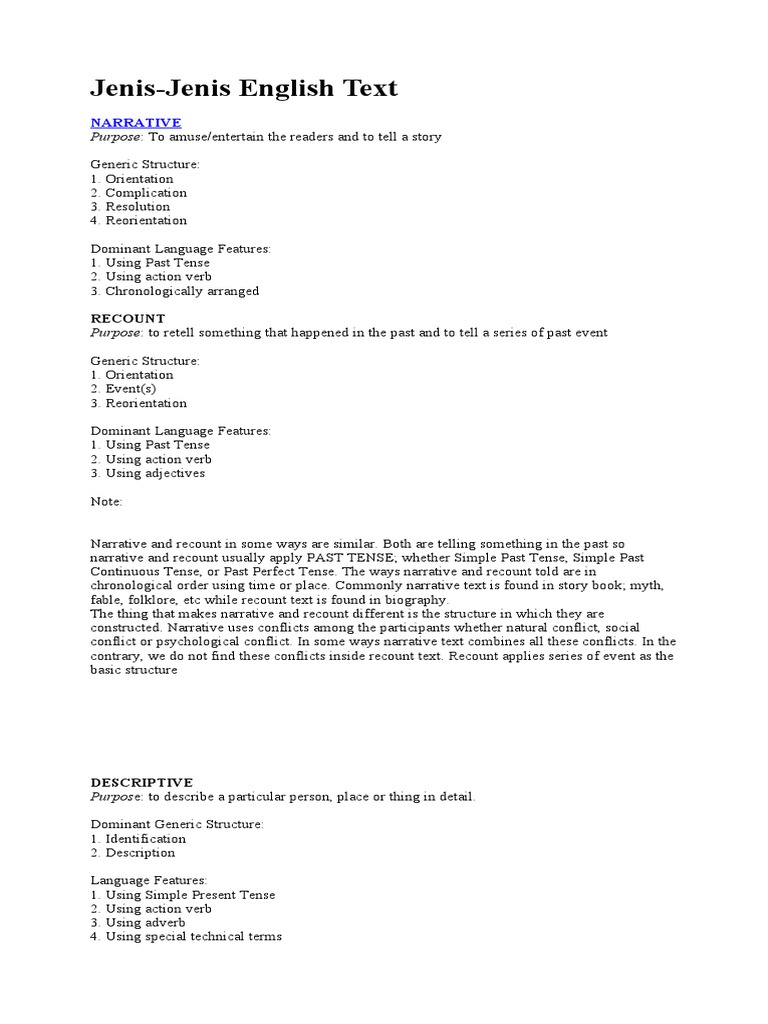 JenisJenis English Text Purpose To Amuse/entertain The Readers and