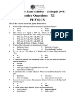 Practice Questions - XI Physics: Third Weekly Exam Syllabus - (Mangsir 2078)