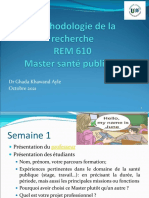Semaine 1- Oct 2021 - Introduction -Méthodologie de La Recherche -REM 610- Master Santé Publique