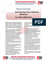 English Language: Top 100 Most Important Error Detection Questions For SBI CLERK-2018