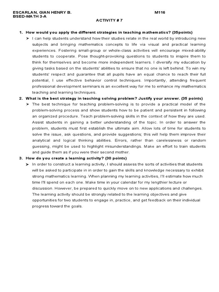 Effective Math Teaching Strategies | PDF | Learning | Inquiry Based ...