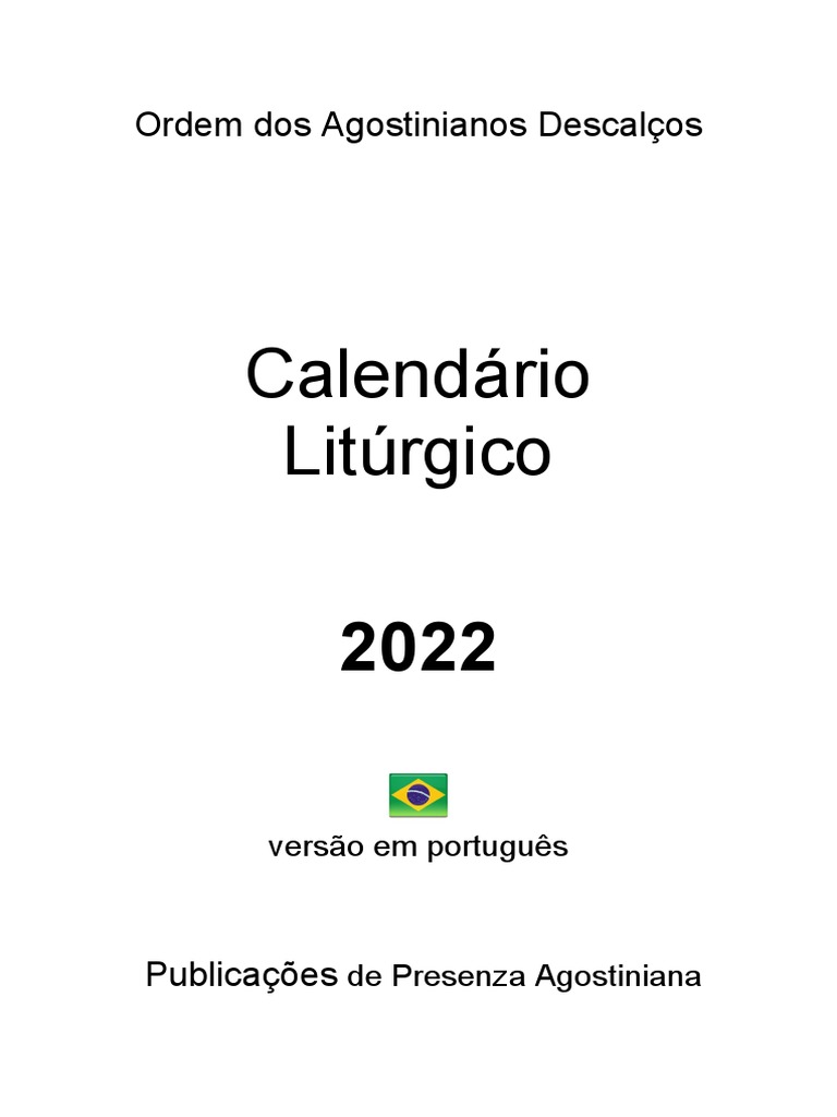 Calendario Liturgico 2022 Ano C | PDF | Ano litúrgico | Quaresma