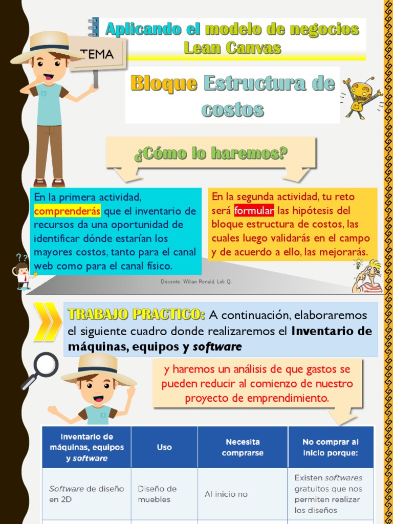 Aplicando El Modelo de Negocios Lean Canvas Bloque Estructura de Costos |  PDF