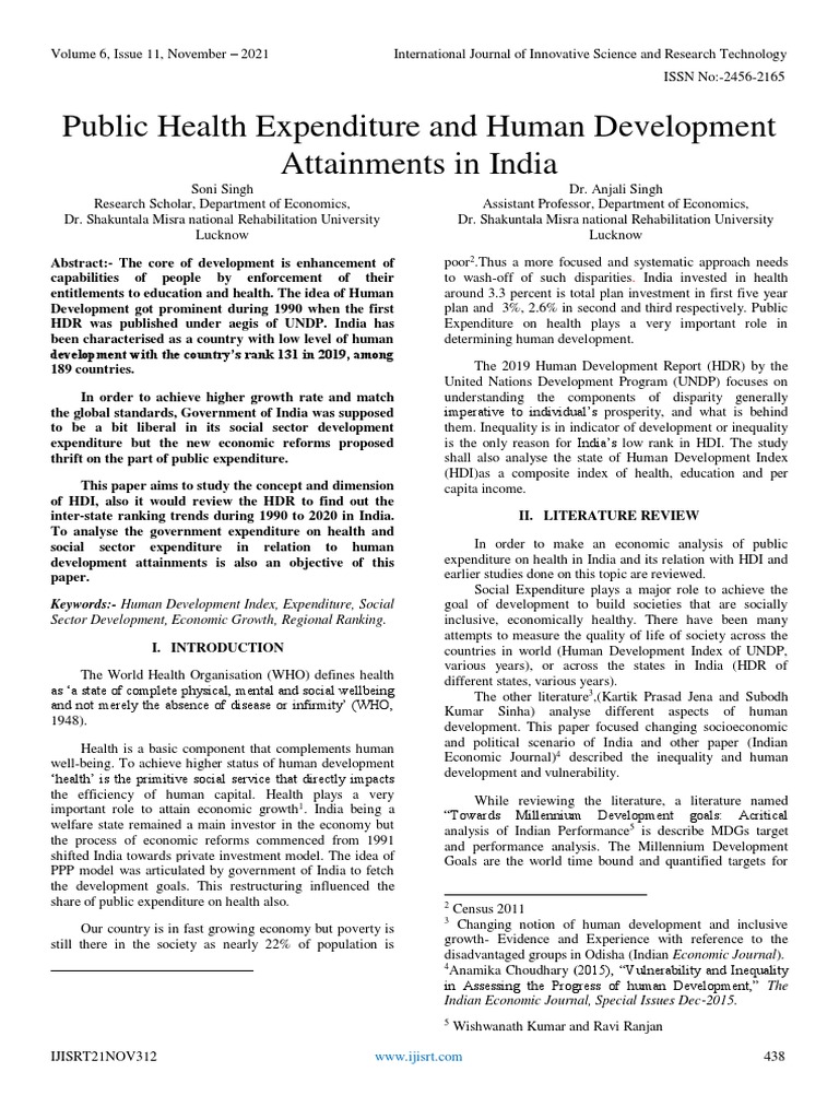 Public Health Expenditure and Human Development Attainments in India ...
