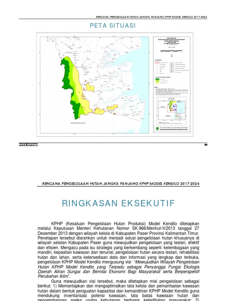 Rencana Pengelolaan KPHP Kendilo 2017-2026 | PDF