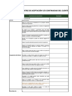 Matriz de Aceptación o Continuidad Del Cliente