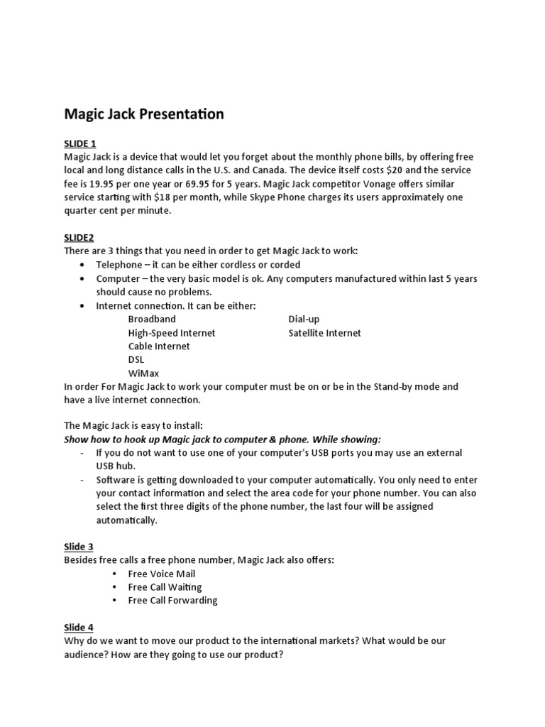 Magic Jack Presentation PDF Access
