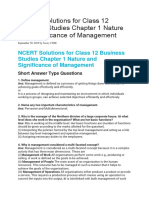 NCERT Solutions For Class 12 Business Studies Chapter 1 Nature and Significance of Management