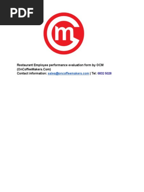 Restaurant Employee Performance Evaluation Form