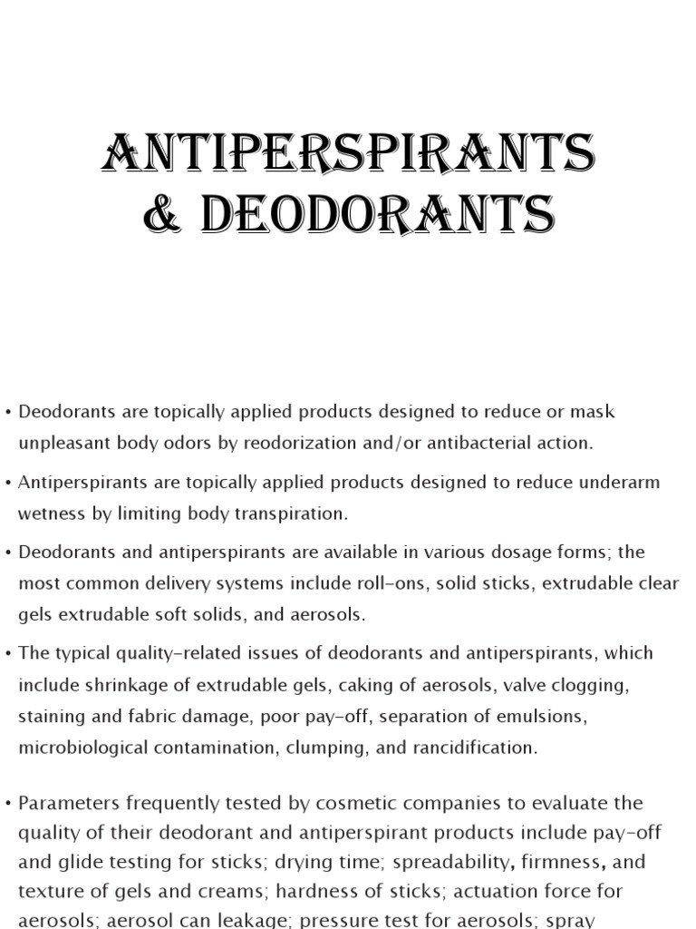 Antiperspirants & Deodorants PDF Chemistry Chemical Substances