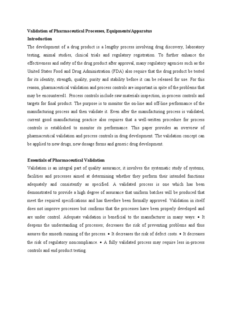Pharmaceutical Process Validation Guide | PDF | Verification And ...