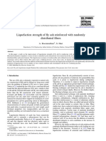 Liquefaction Strength of Fly Ash Reinforced With Randomly Distributed Fibers